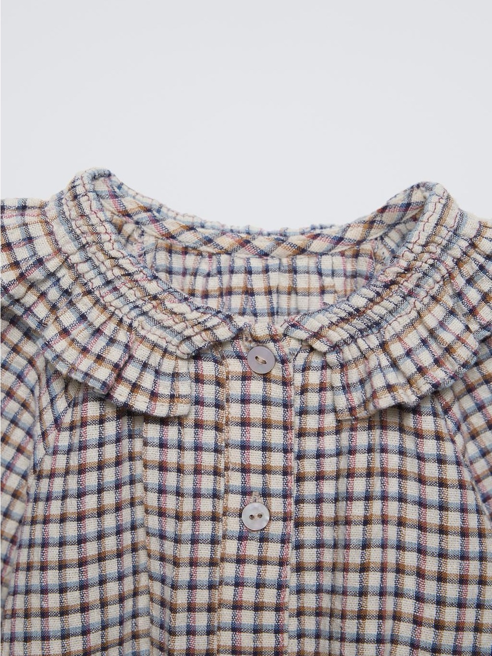 Zara Girls Plaid Ruffle-Collar Button Blouse - 3T - Picture 7 of 7